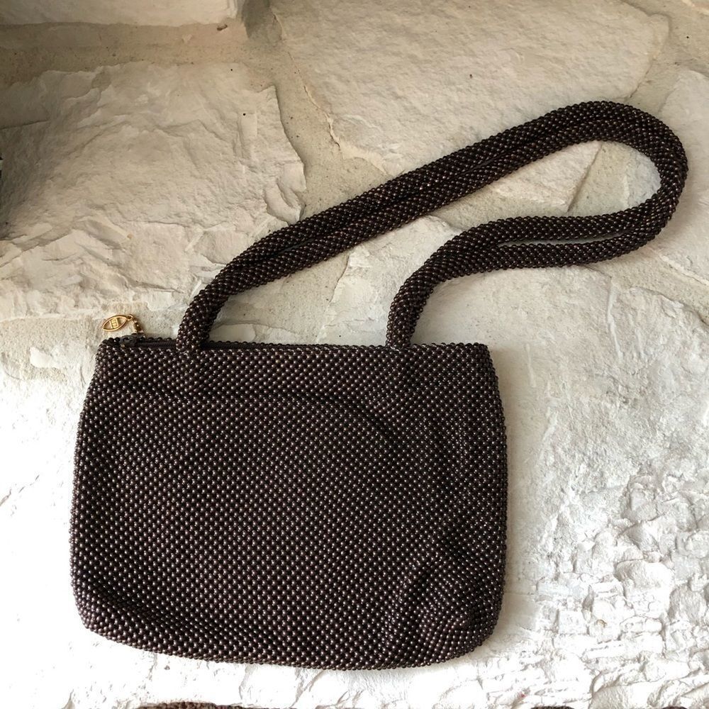 Marlo beaded brown shoulder purse